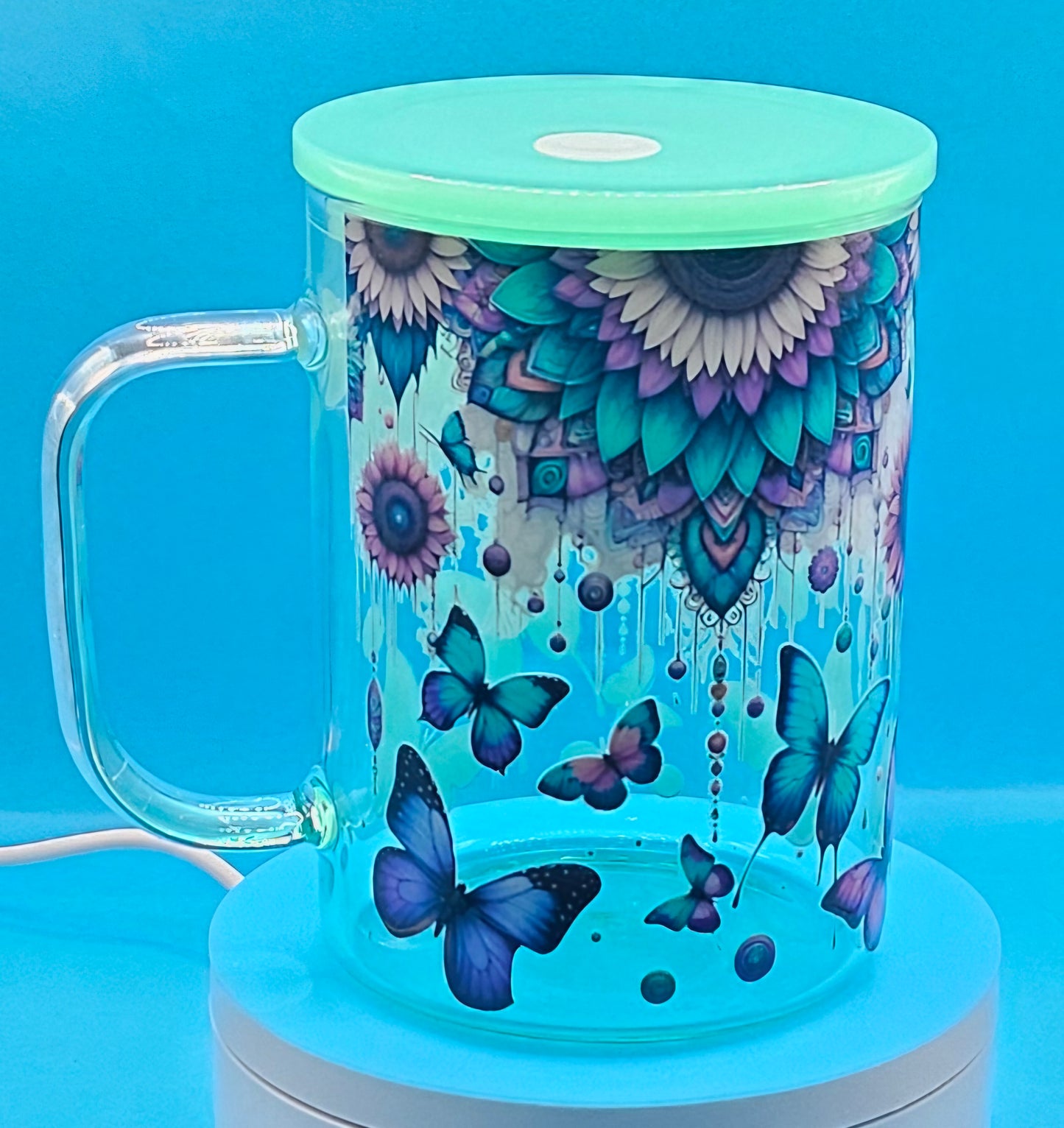 Glass Coffee Mug Colored 16 oz