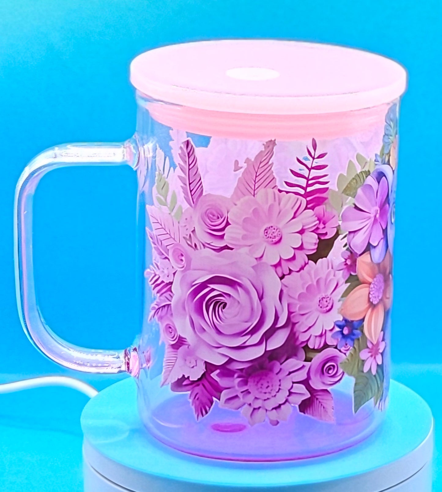 Glass Coffee Mug Colored 16 oz