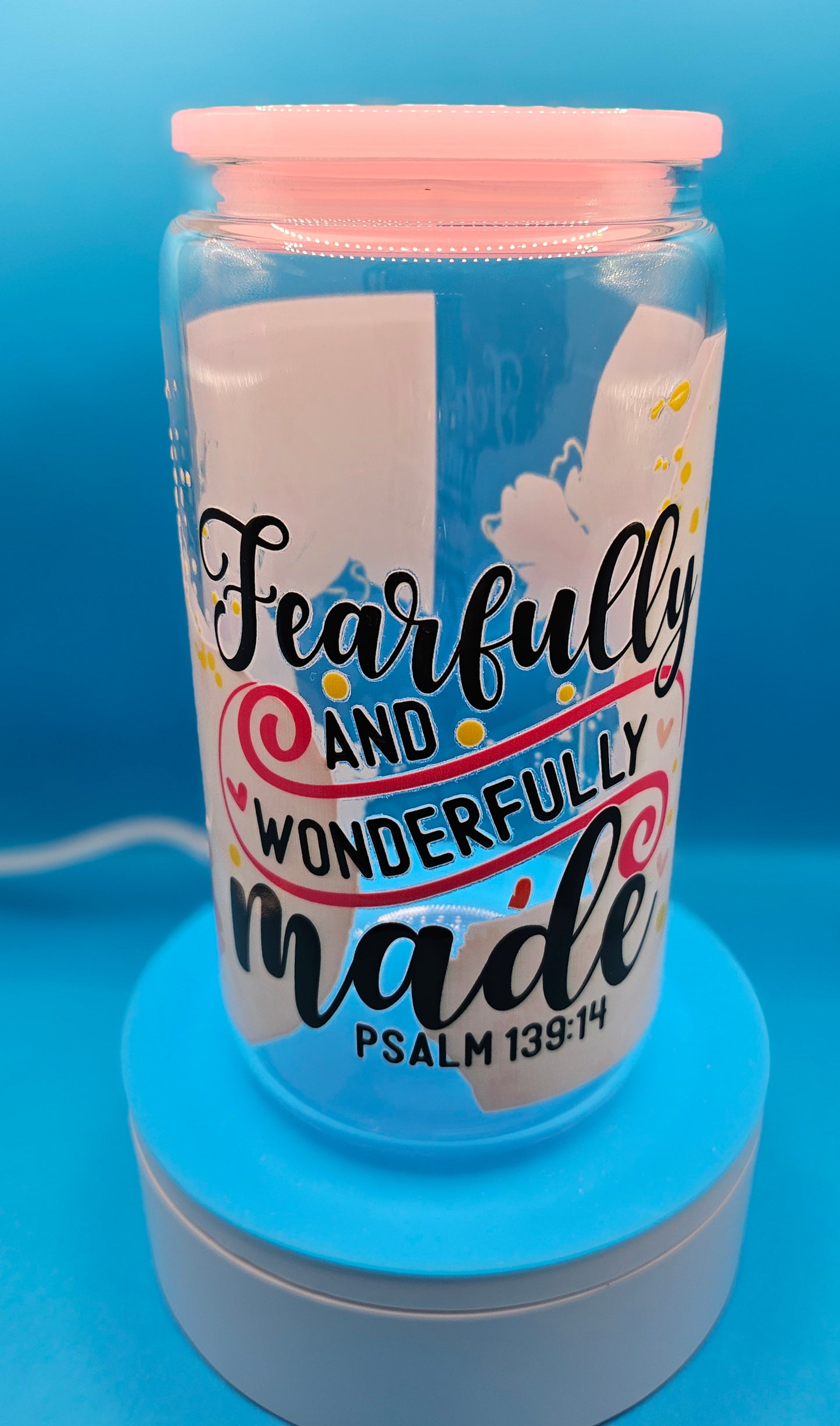 Glass Tumbler with Colored Lid 16 oz