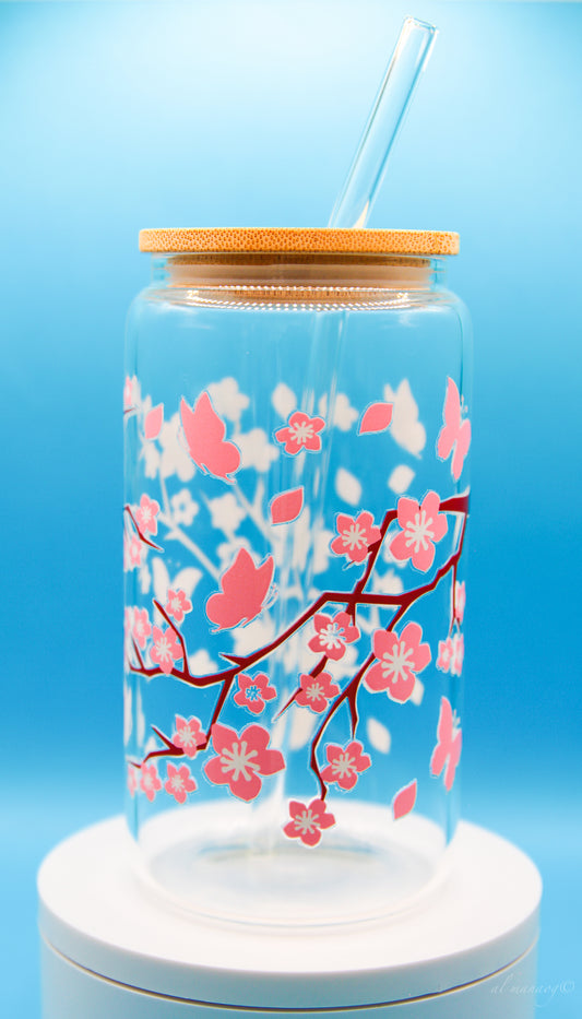 Glass Tumbler with Bamboo Lid 16 oz