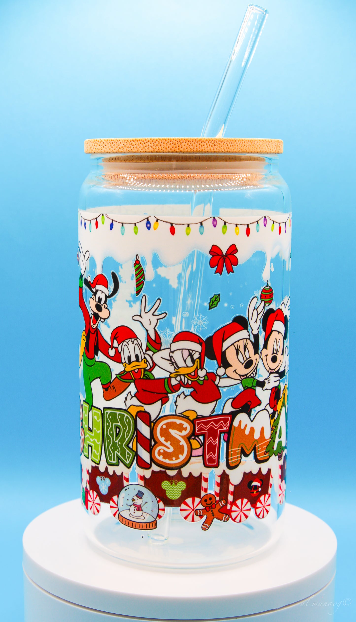 Glass Tumbler with Bamboo Lid 16 oz