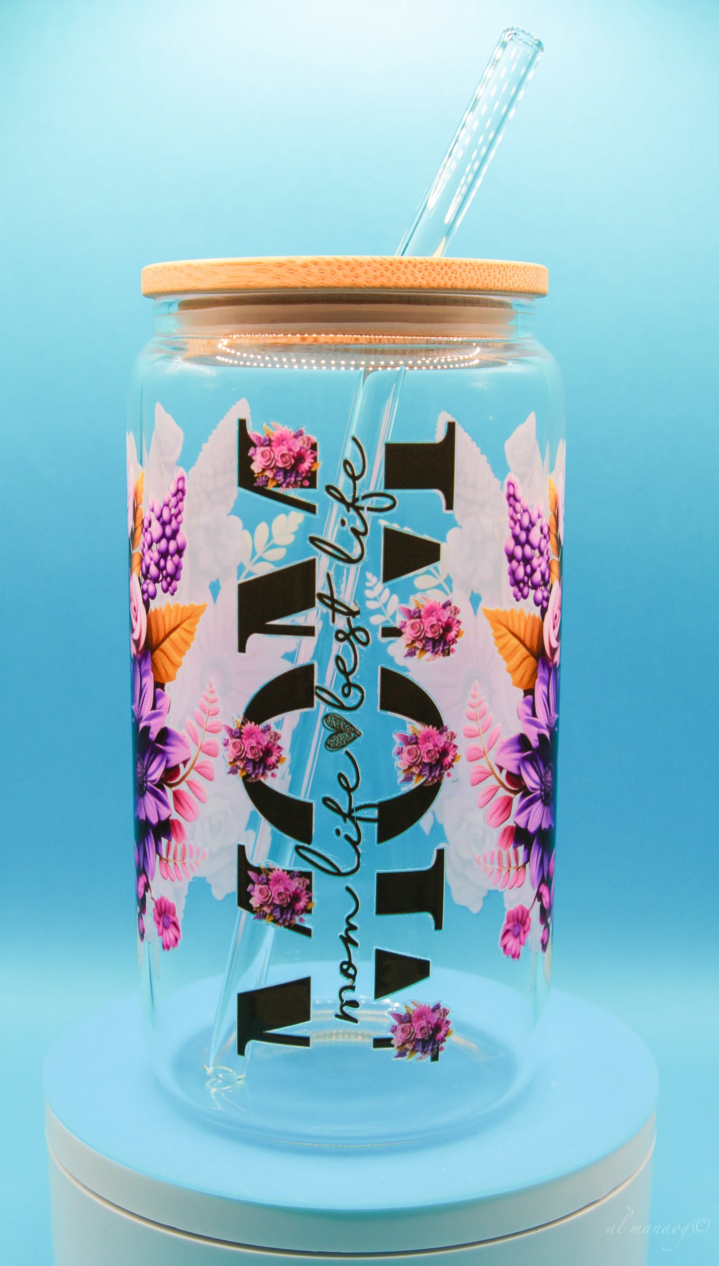 Glass Tumbler with Bamboo Lid 16 oz
