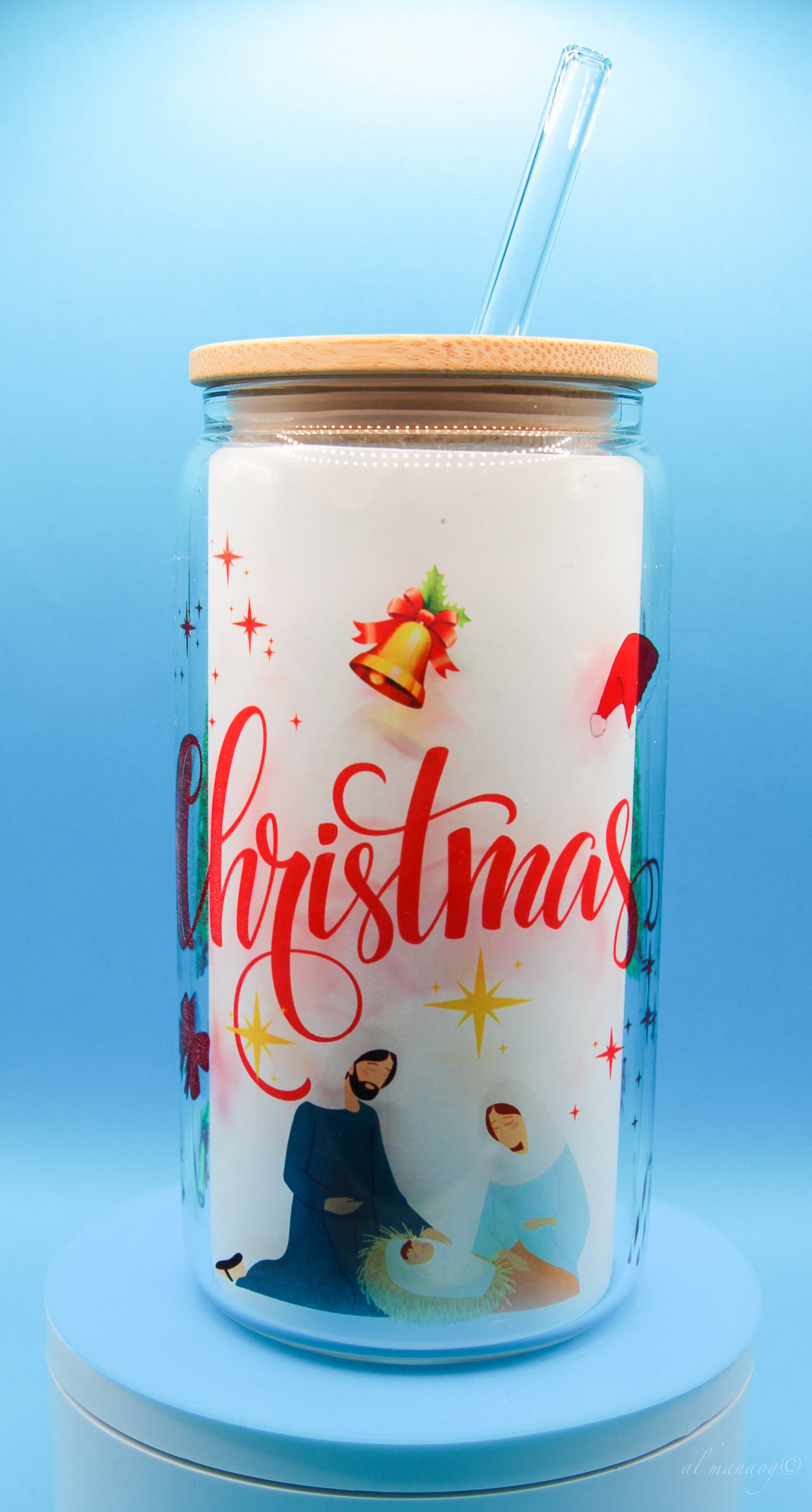 Glass Tumbler with Bamboo Lid 16 oz