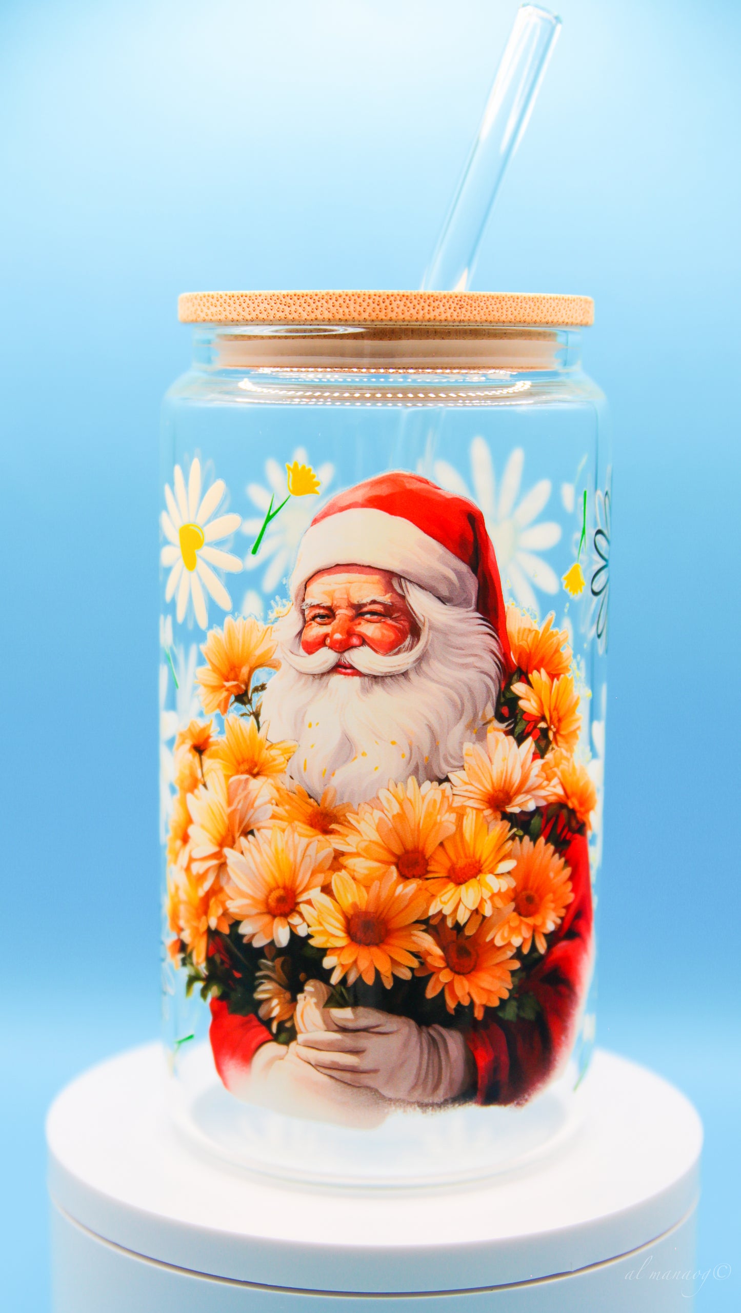 Glass Tumbler with Bamboo Lid 16 oz