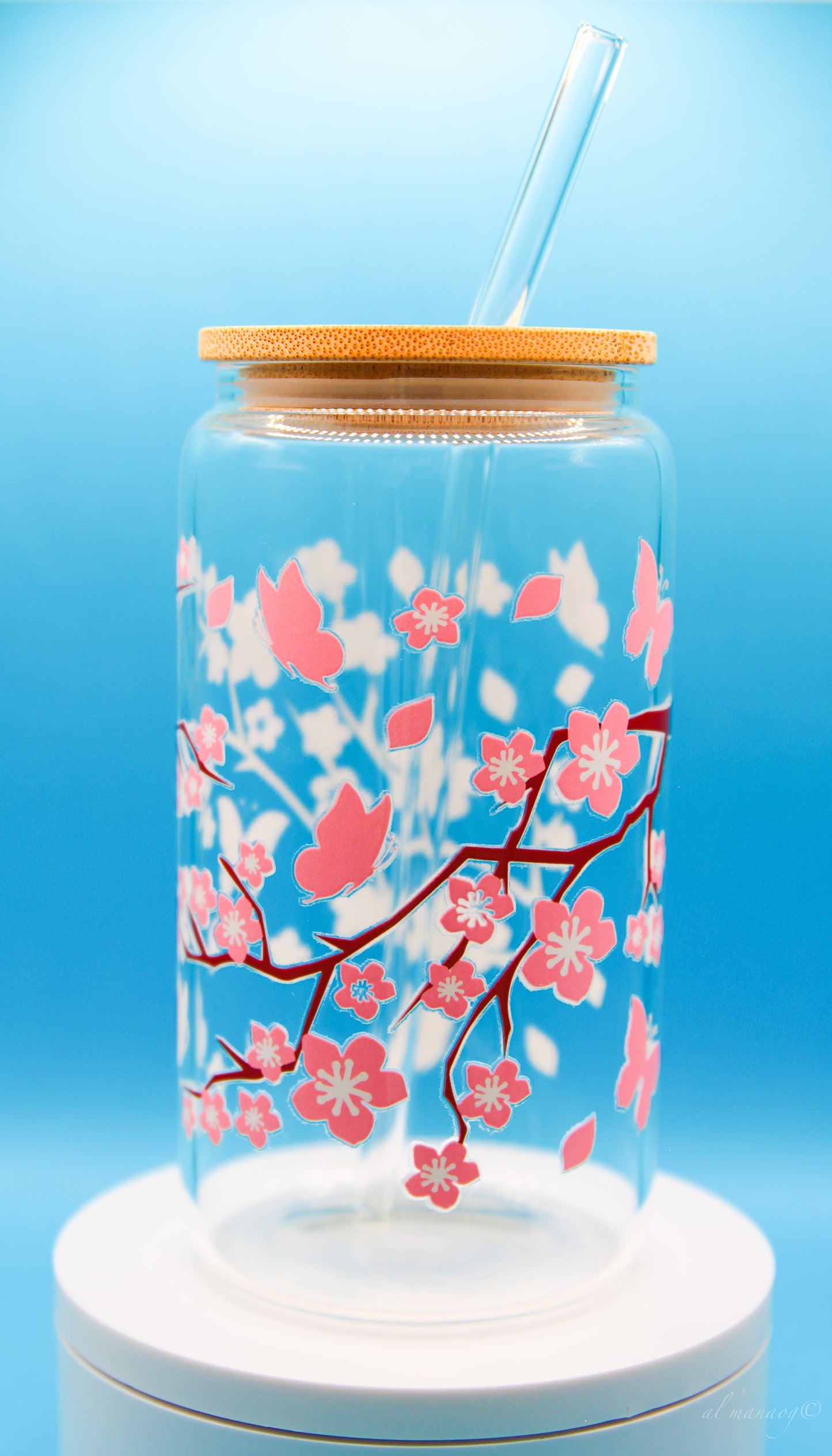 Glass Tumbler with Bamboo Lid 16 oz