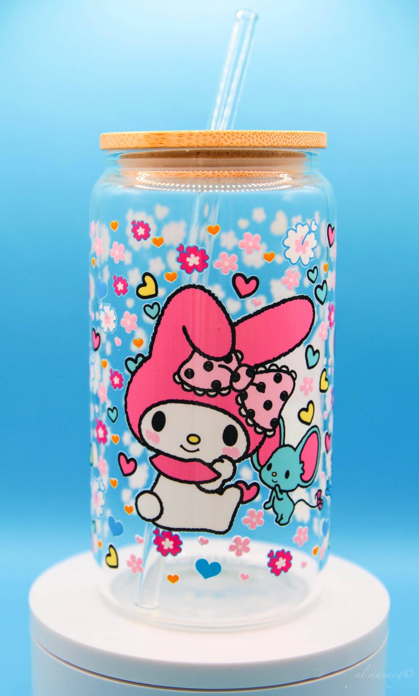 Glass Tumbler with Bamboo Lid 16 oz