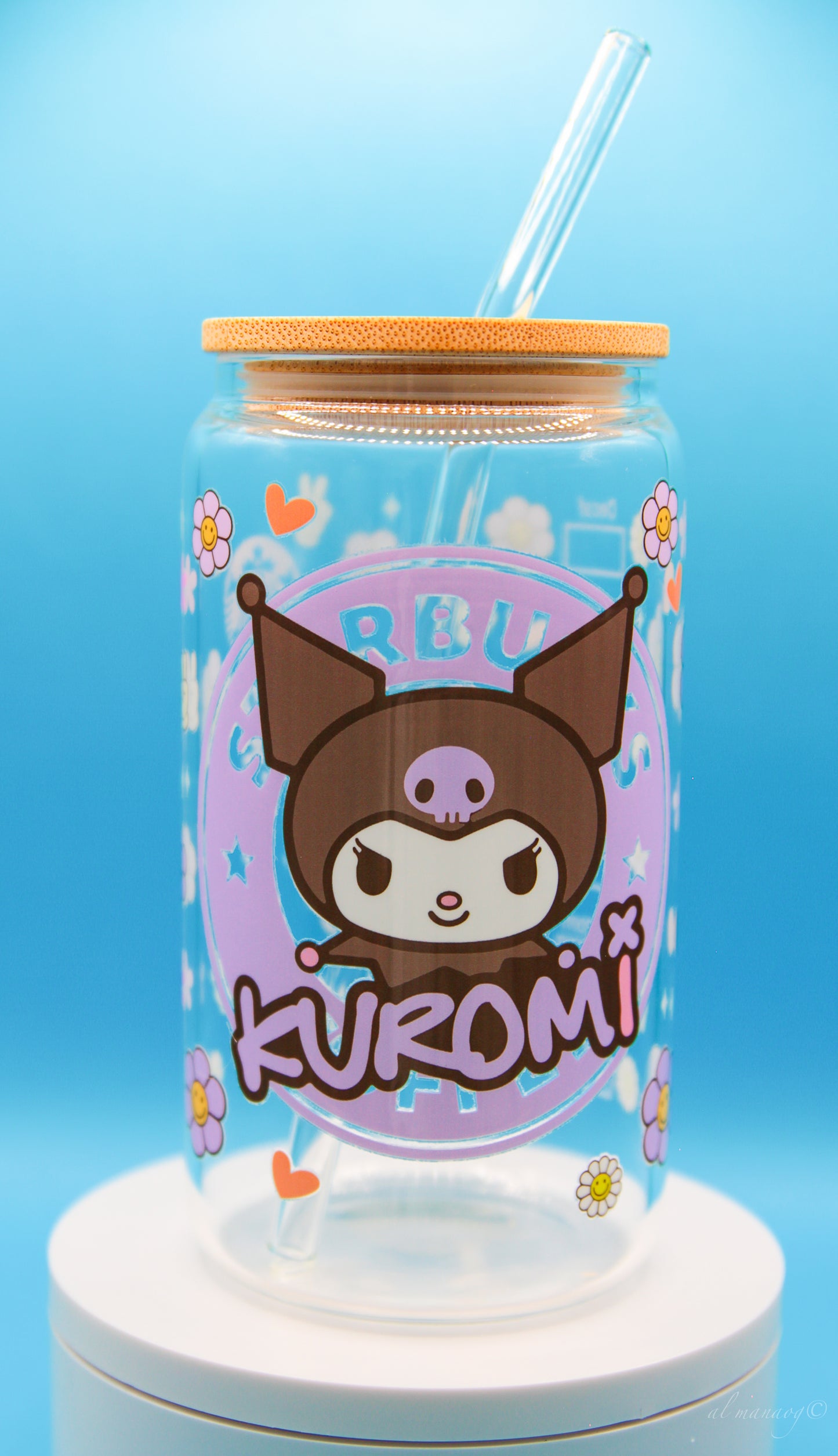 Glass Tumbler with Bamboo Lid 16 oz